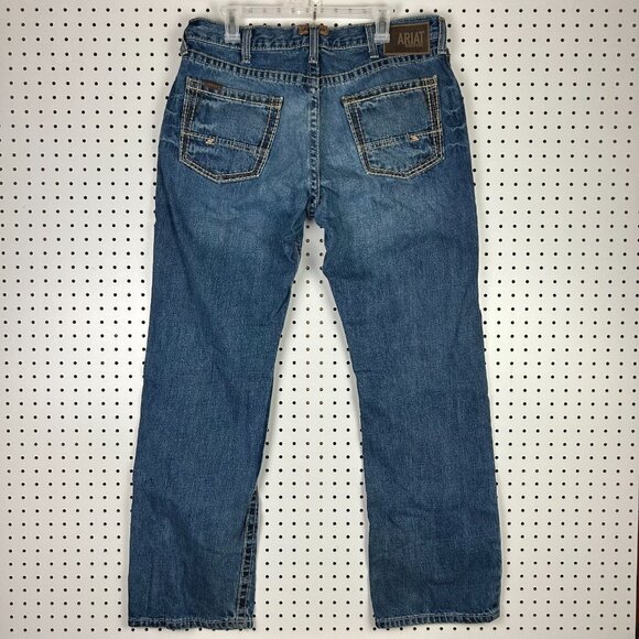 Ariat M5 Blue Jeans 36x34 Men's Work Wear Cowboy Straight Fit READ FLAW Denim - Picture 1 of 7